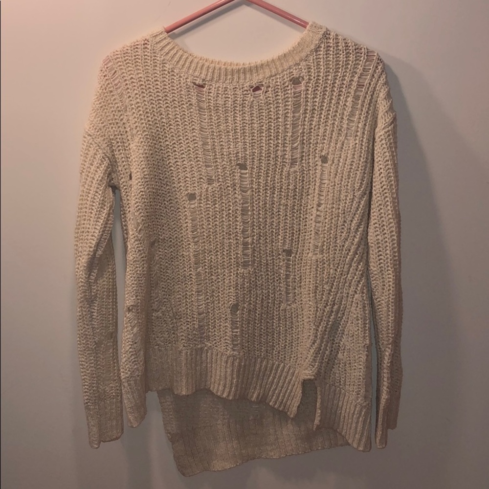 Calvin Klein White Ripped Sweater